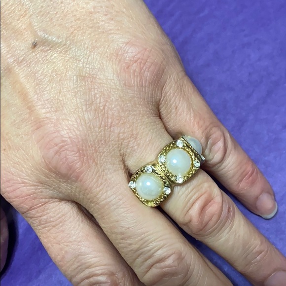 🔥Free w/any Purchase - beautiful RING, golden "pearl" inlay , super stretchy!! - Picture 2 of 3